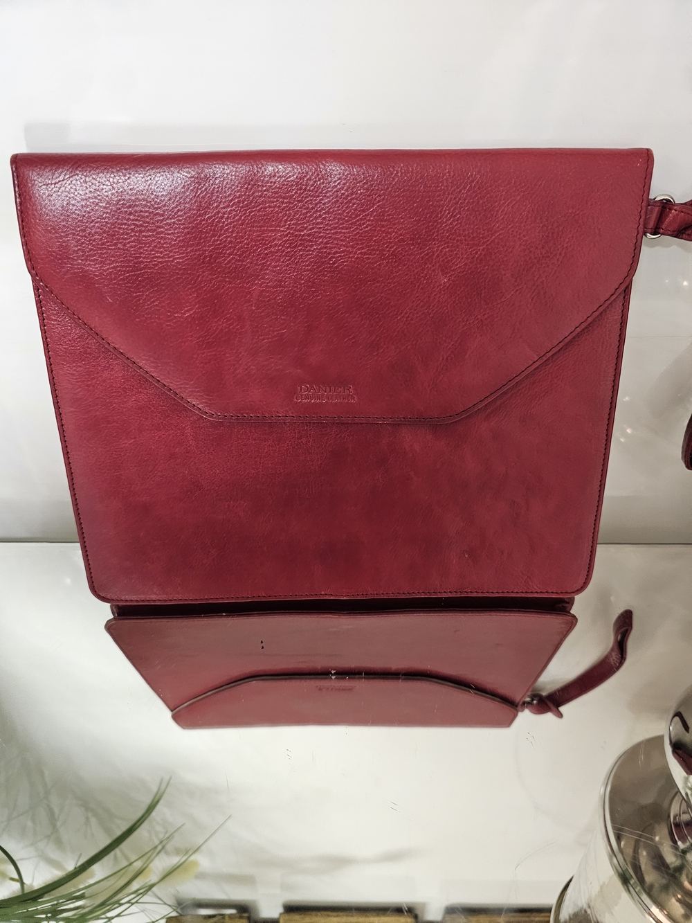 Danier Red Leather Envelope Wristlet Clutch